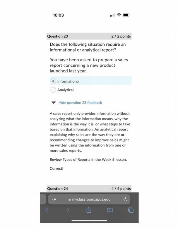 Quiz on Choosing the Right Approach for Informational vs Analytical Reports