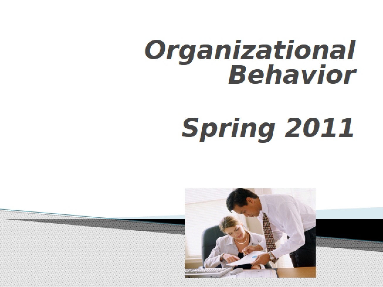 First Chapter from the Fall 2010 Semester of Organizational Behavior