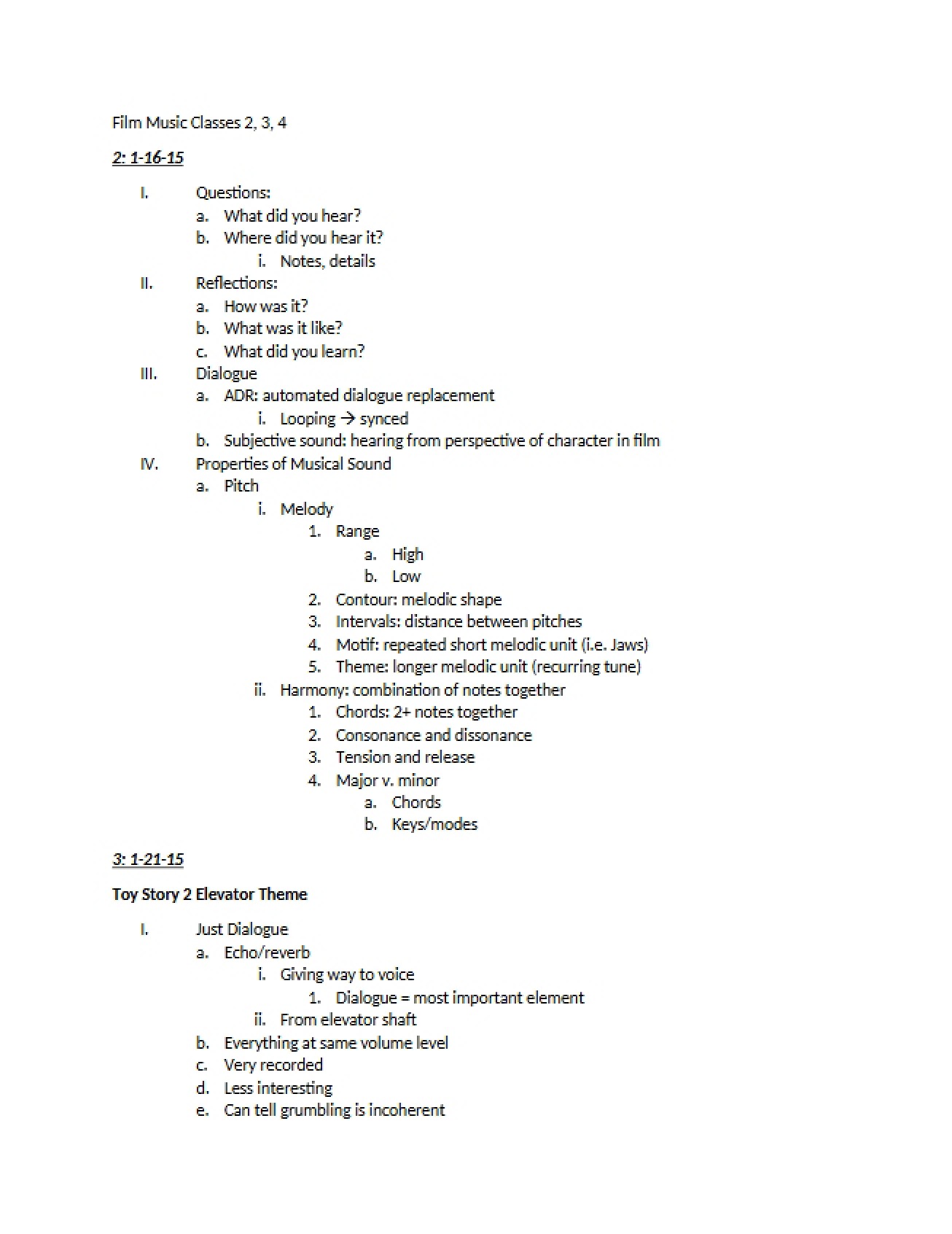 Classes on Film Music