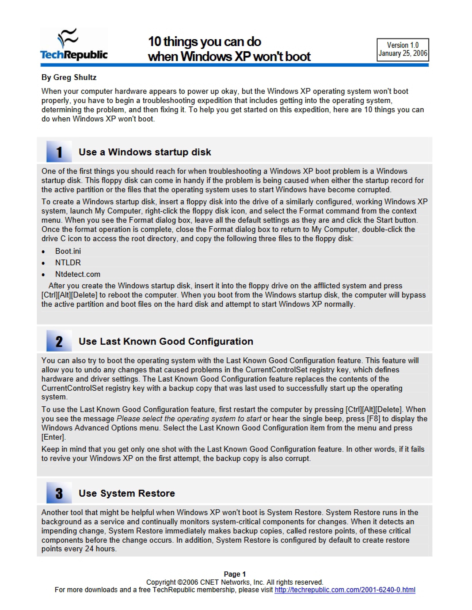 Boot Failures in Windows XP