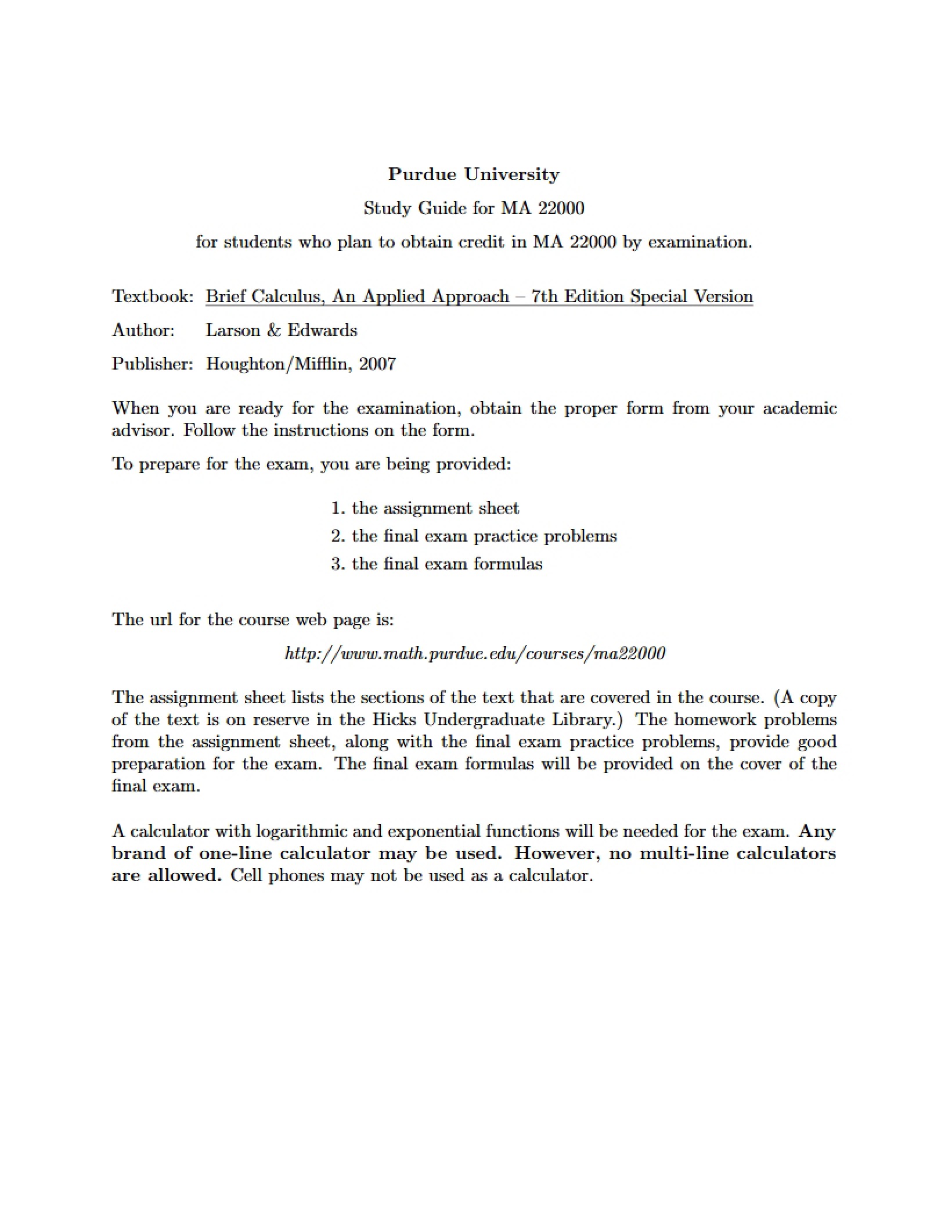 Calculus Study Guide