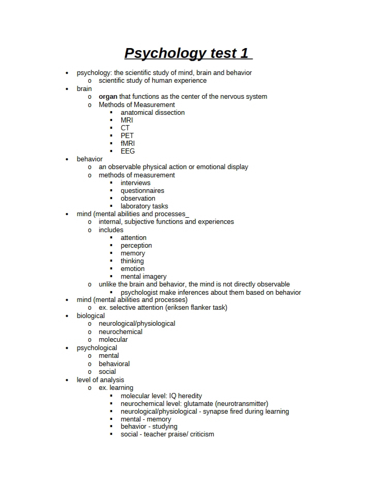 Intro to Psychology
