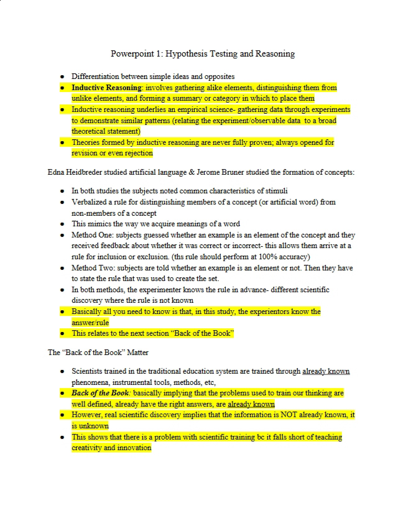 Powerpoint 1 Hypothesis Testing and Reasoning