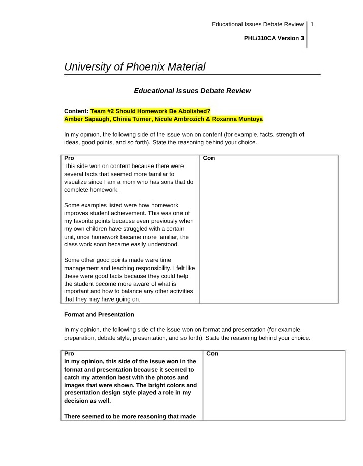 Review of Educational Issues Debate