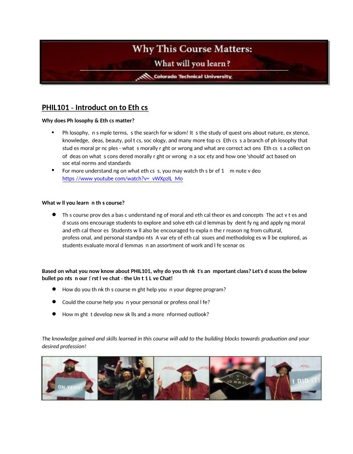 Introduction to Ethics (PHIL 101)