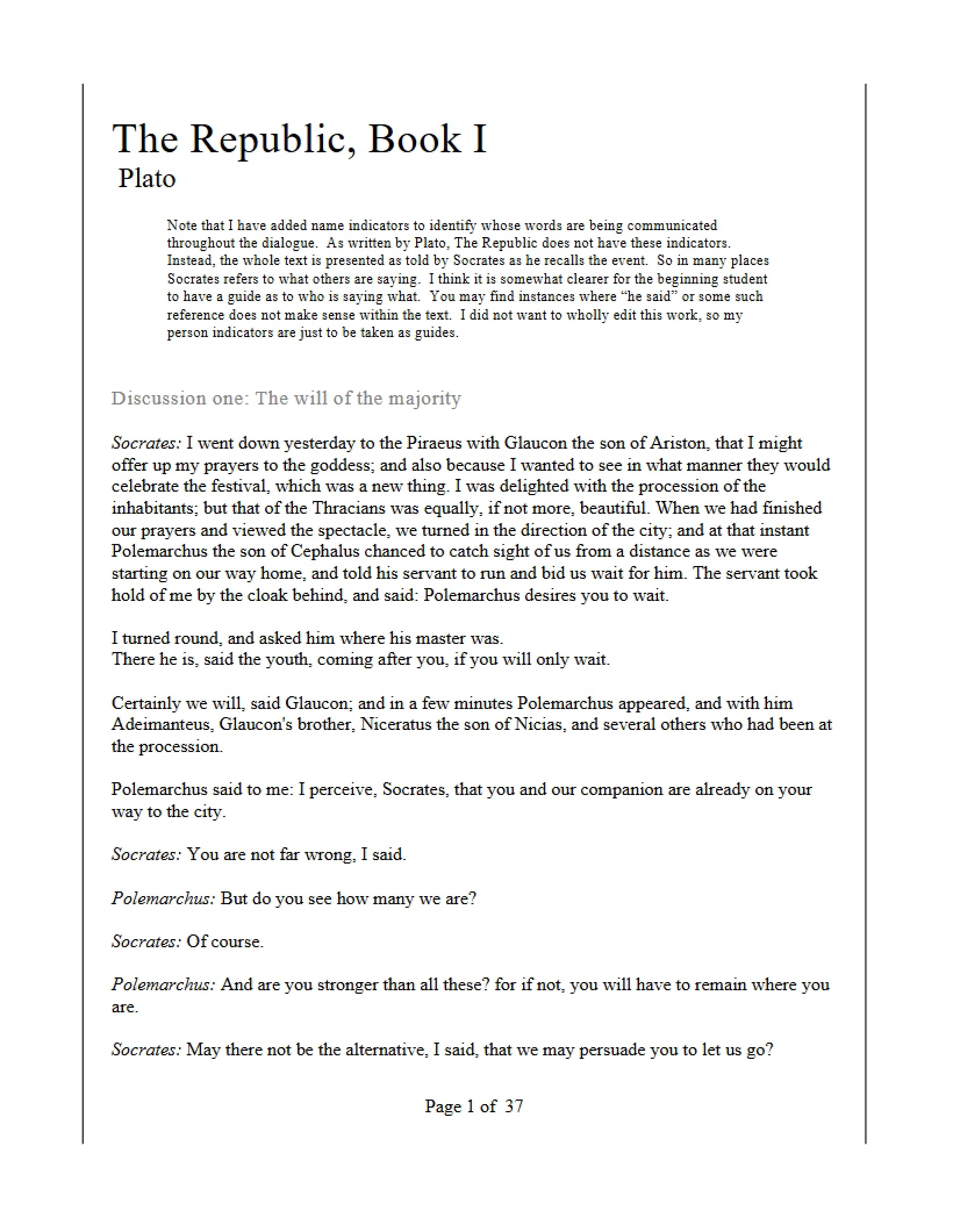 Book I The Republic