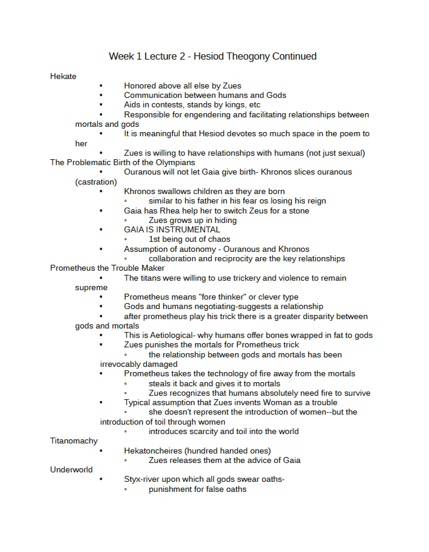 Continuation of Hesiod's Theogony