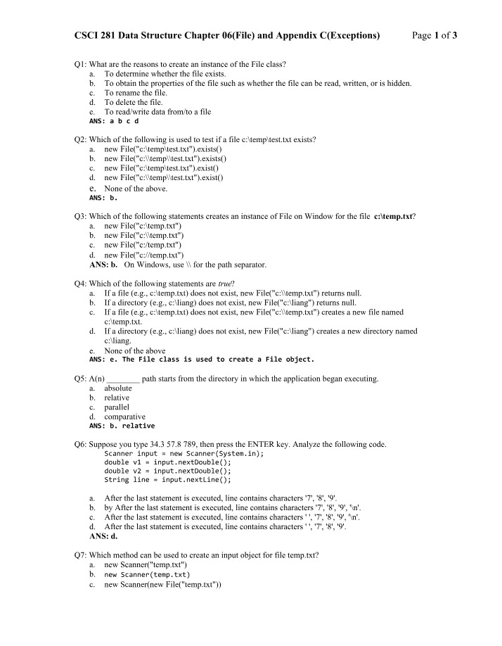 Quiz 03 Preview - Answers