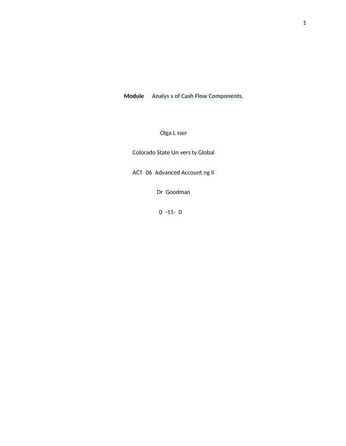 Analysis of Cash Flow Components - Module 4