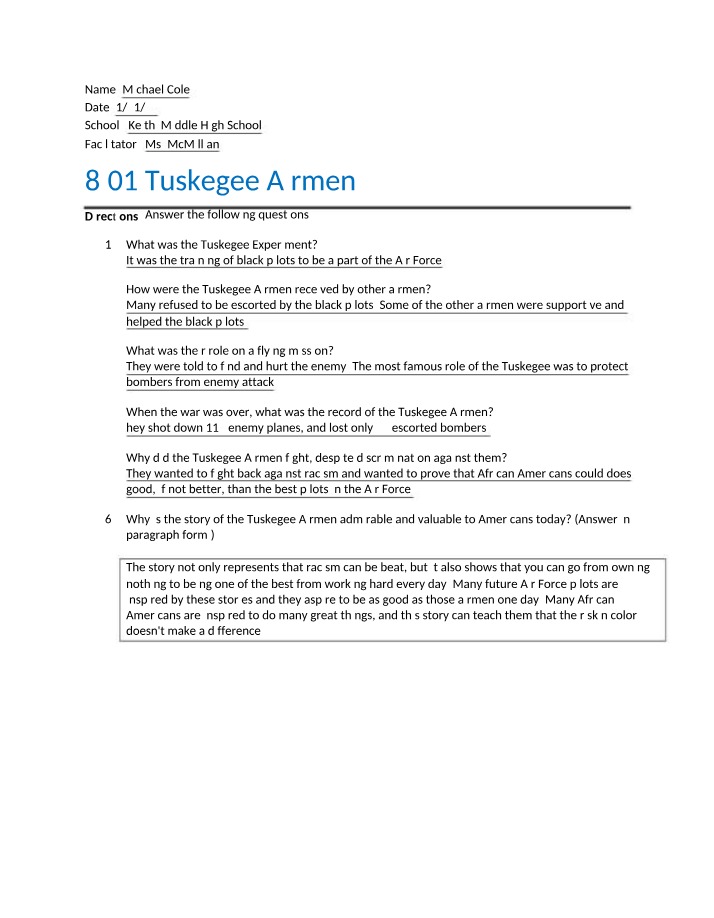 Tuskegee Airmen - 8.01