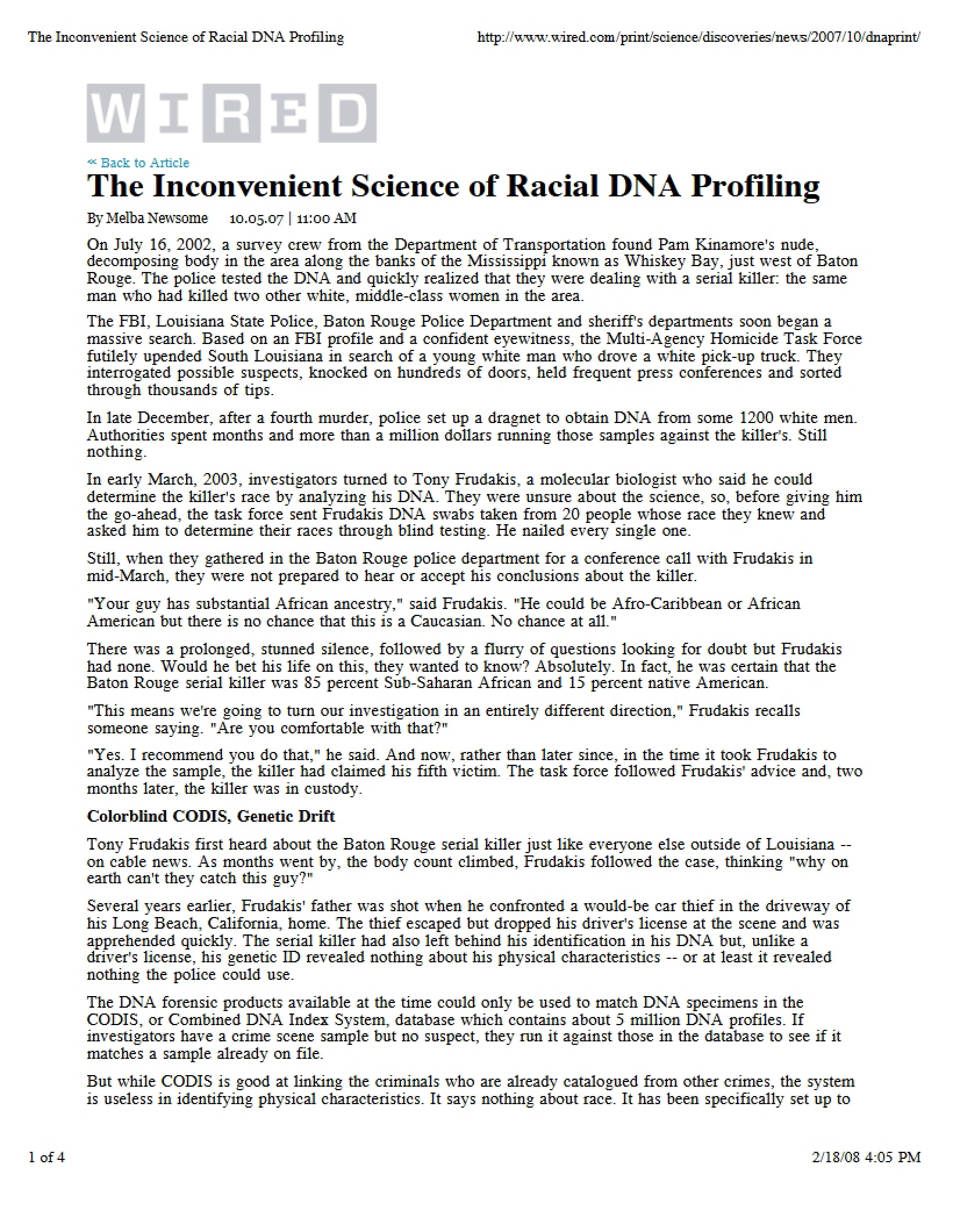Profiling DNA by Race