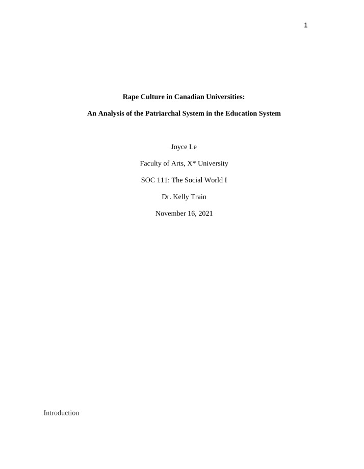 Rape Culture in Canadian Universities