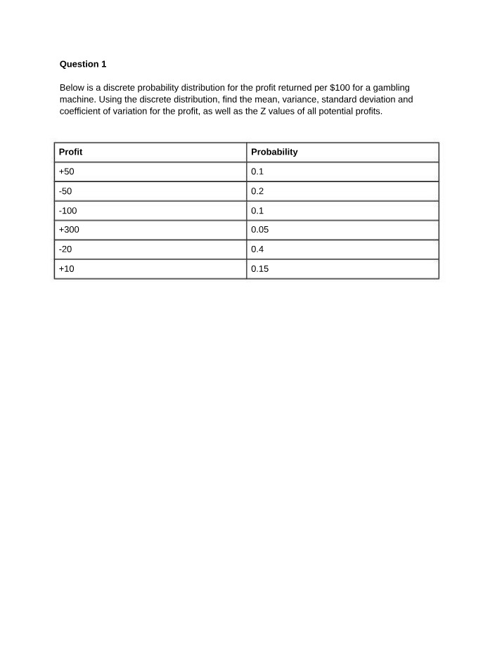 Probability Distributions - Mean and Variance