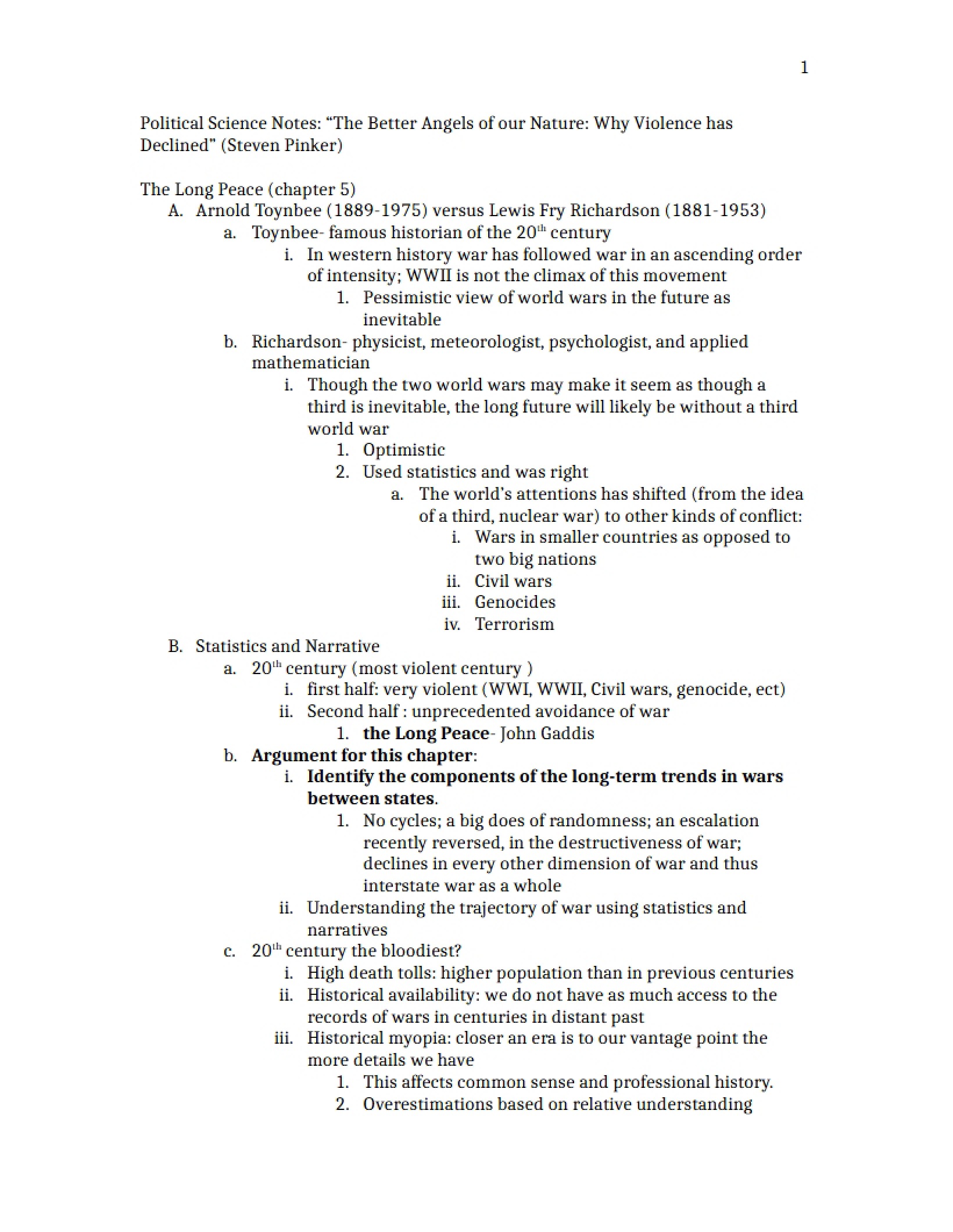 Notes on The Long PeaceBetter Angels