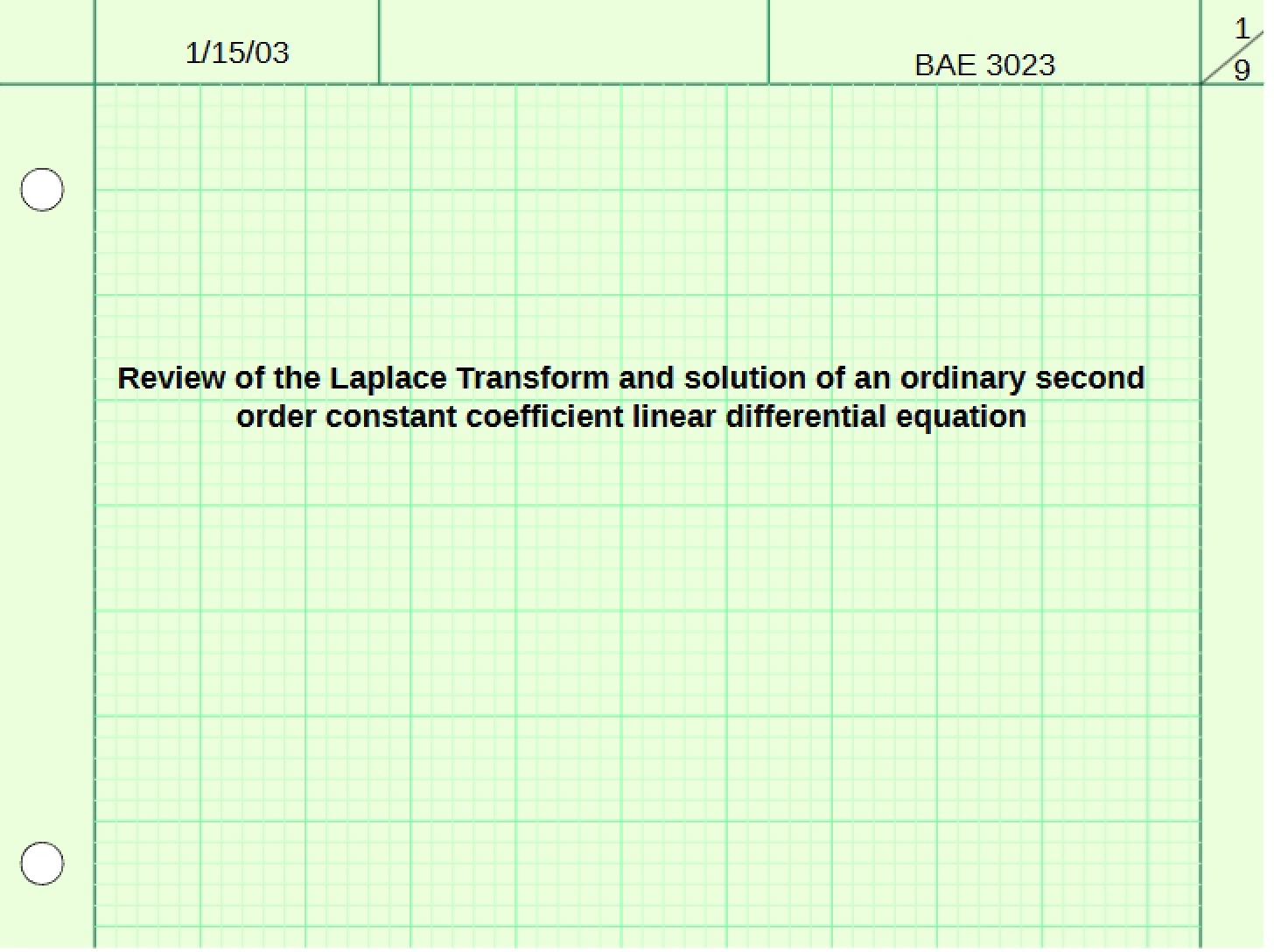 Lecture Notes Handout
