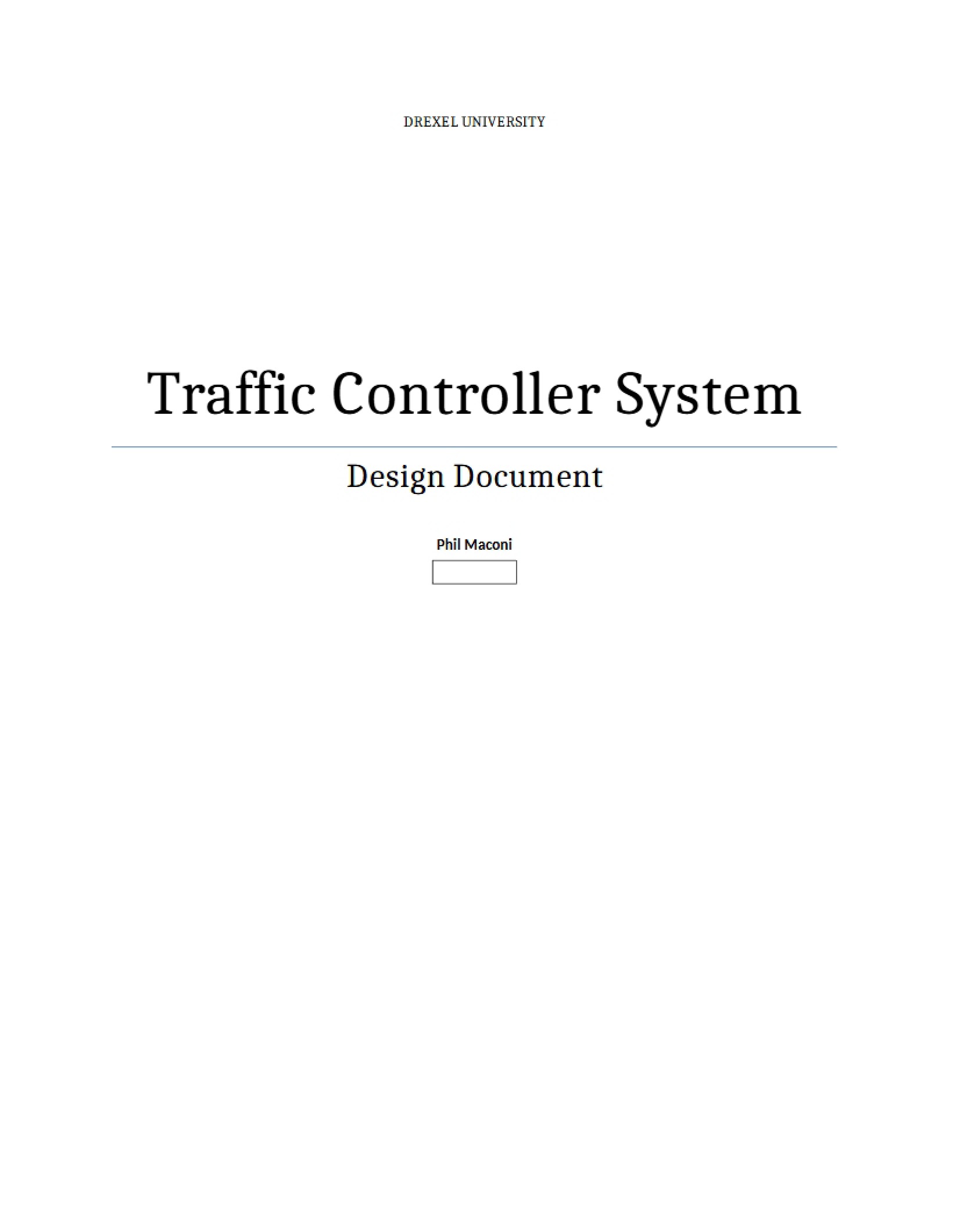 Traffic Control Software Design Document