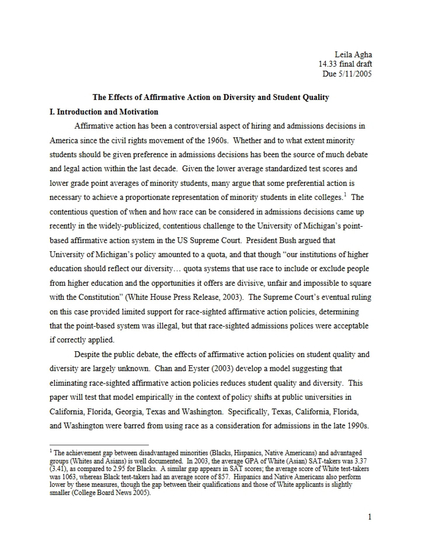 Affirmative Action Effects on Quality and Diversity