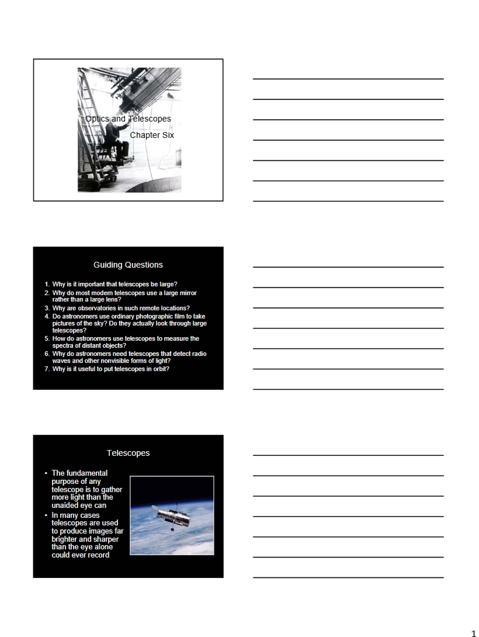 Telescopes and Optics