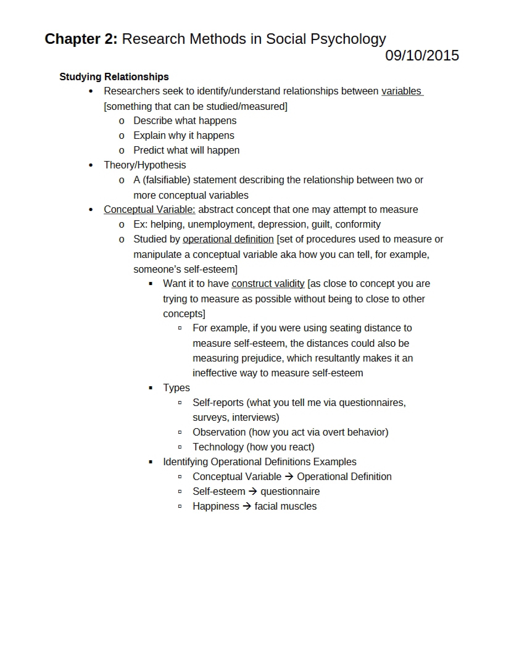 Social Psychology Research Methods (Ch 2)
