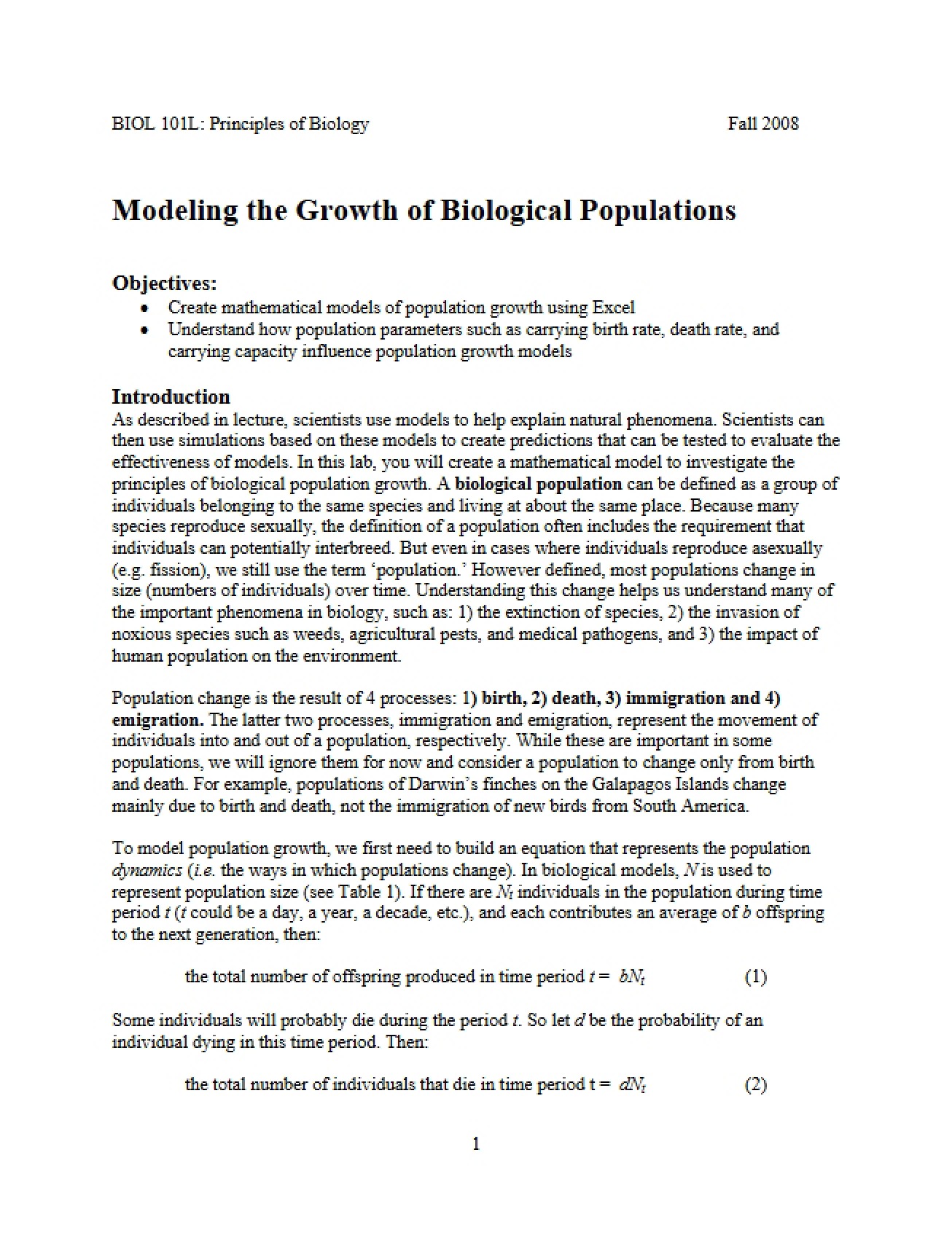 Population Growth Modeling in Biology