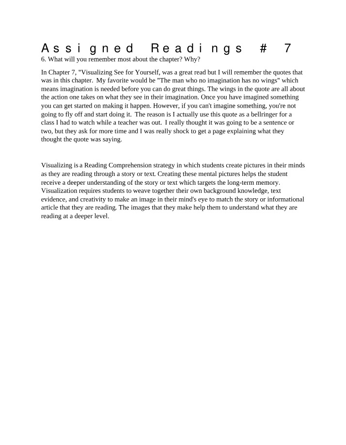Readings Assignment 7