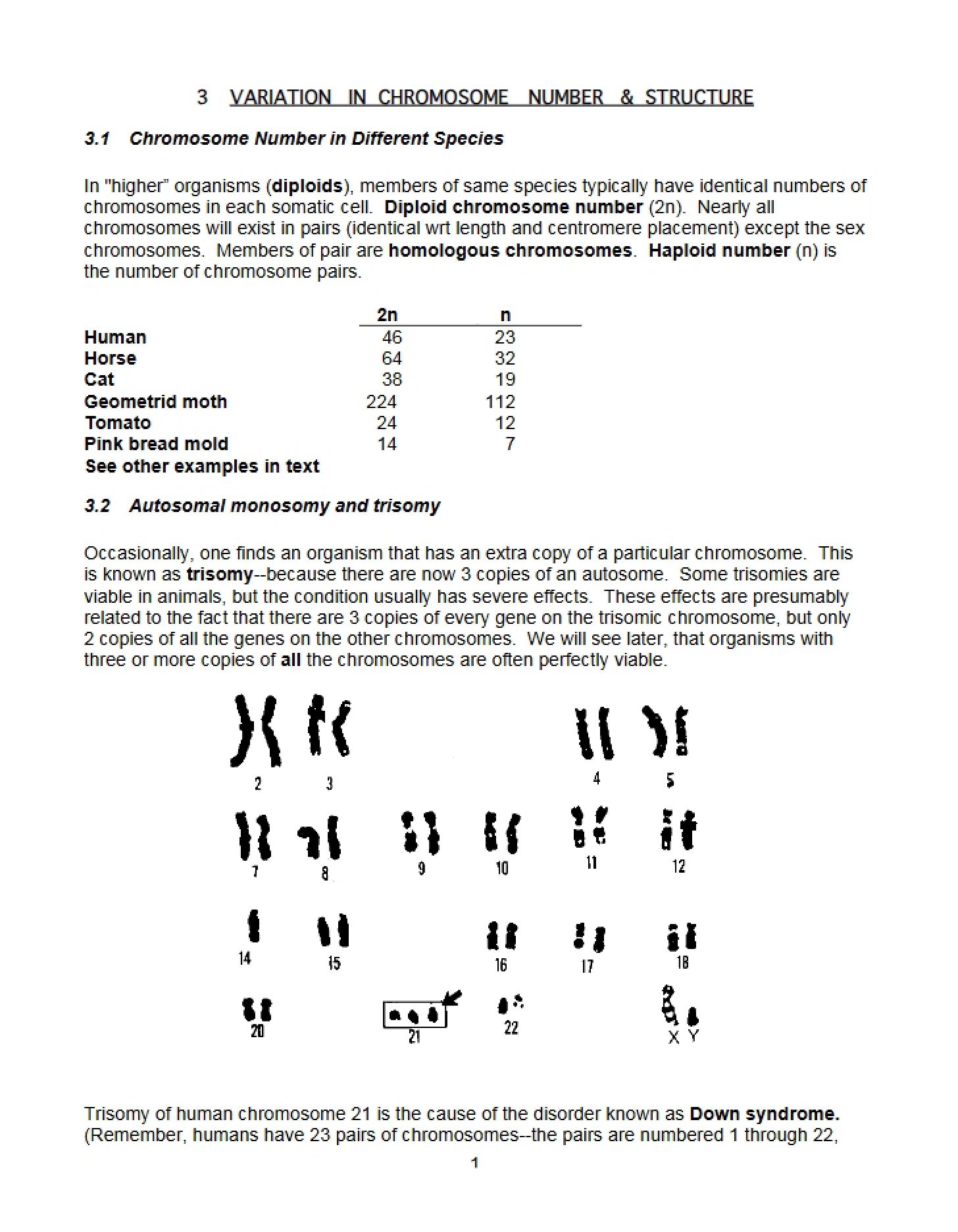 Chromosome Structure and Number Variation