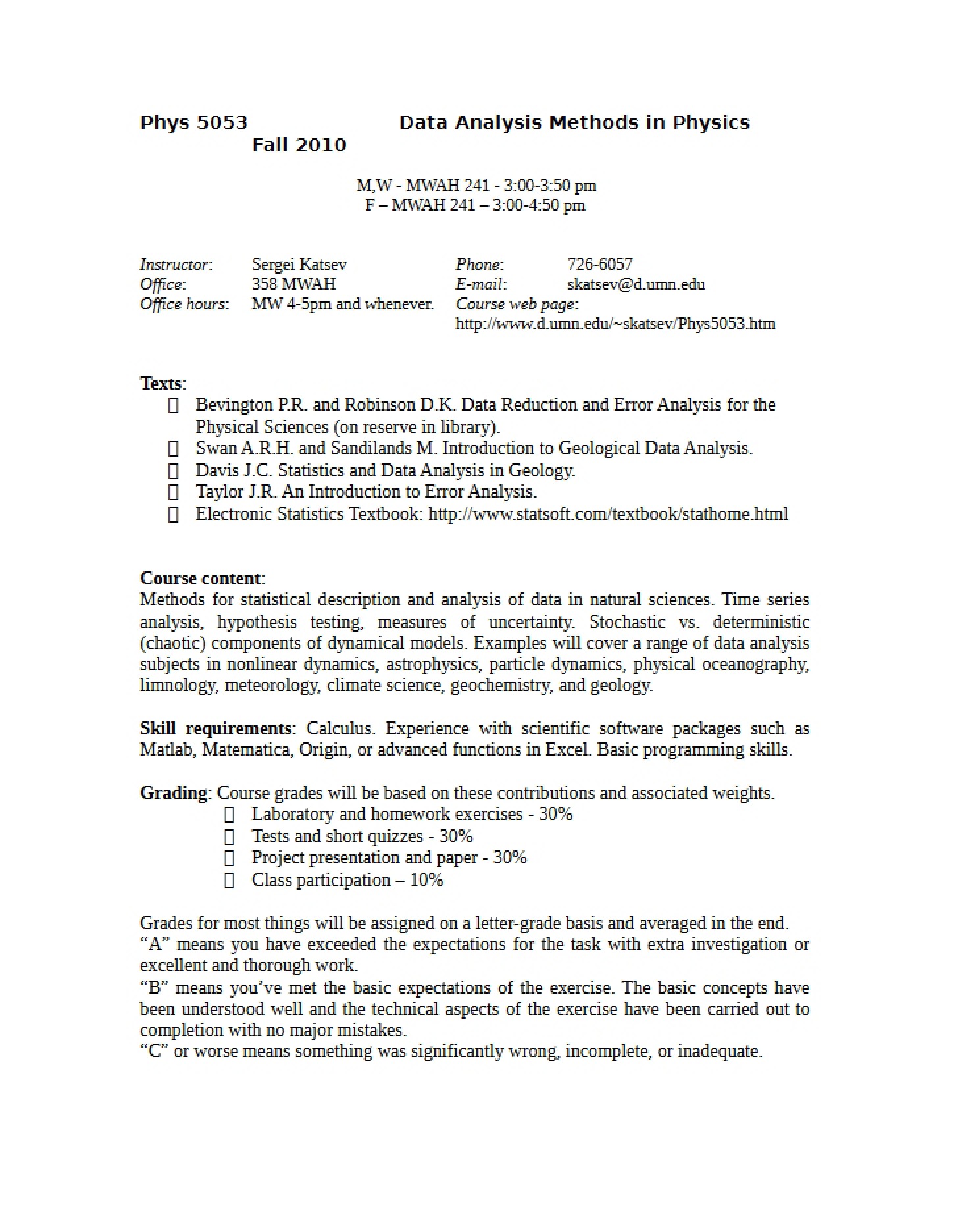 Phys 5053 Course Syllabus