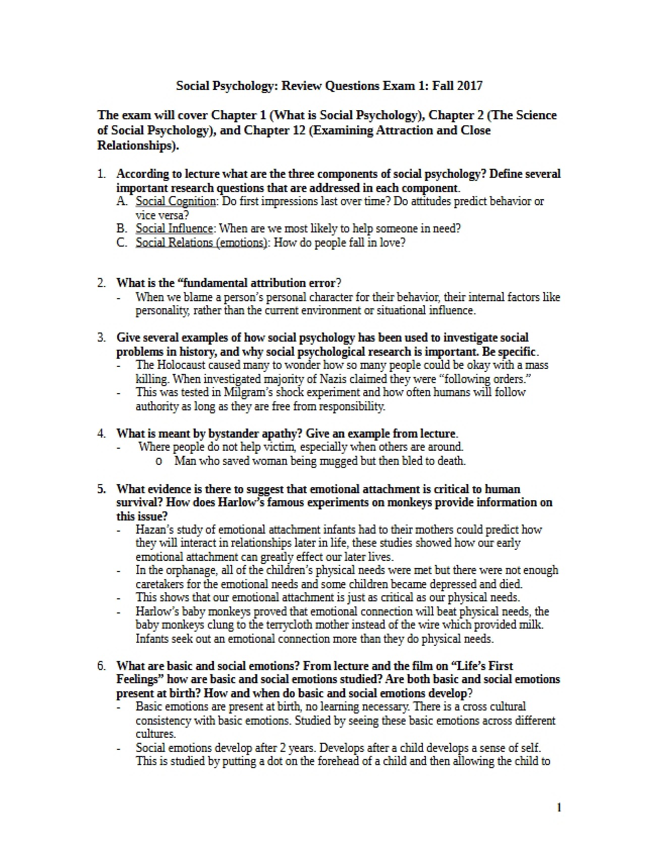 Study Guide for First Exam