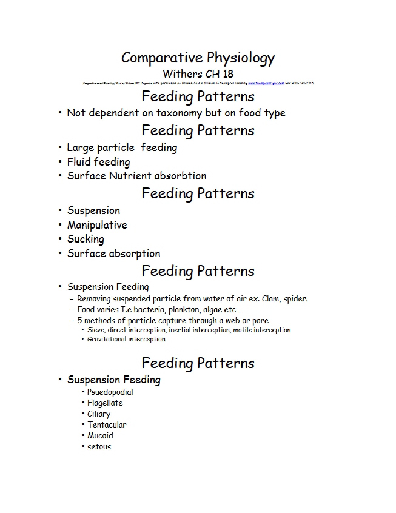 Patterns of Feeding