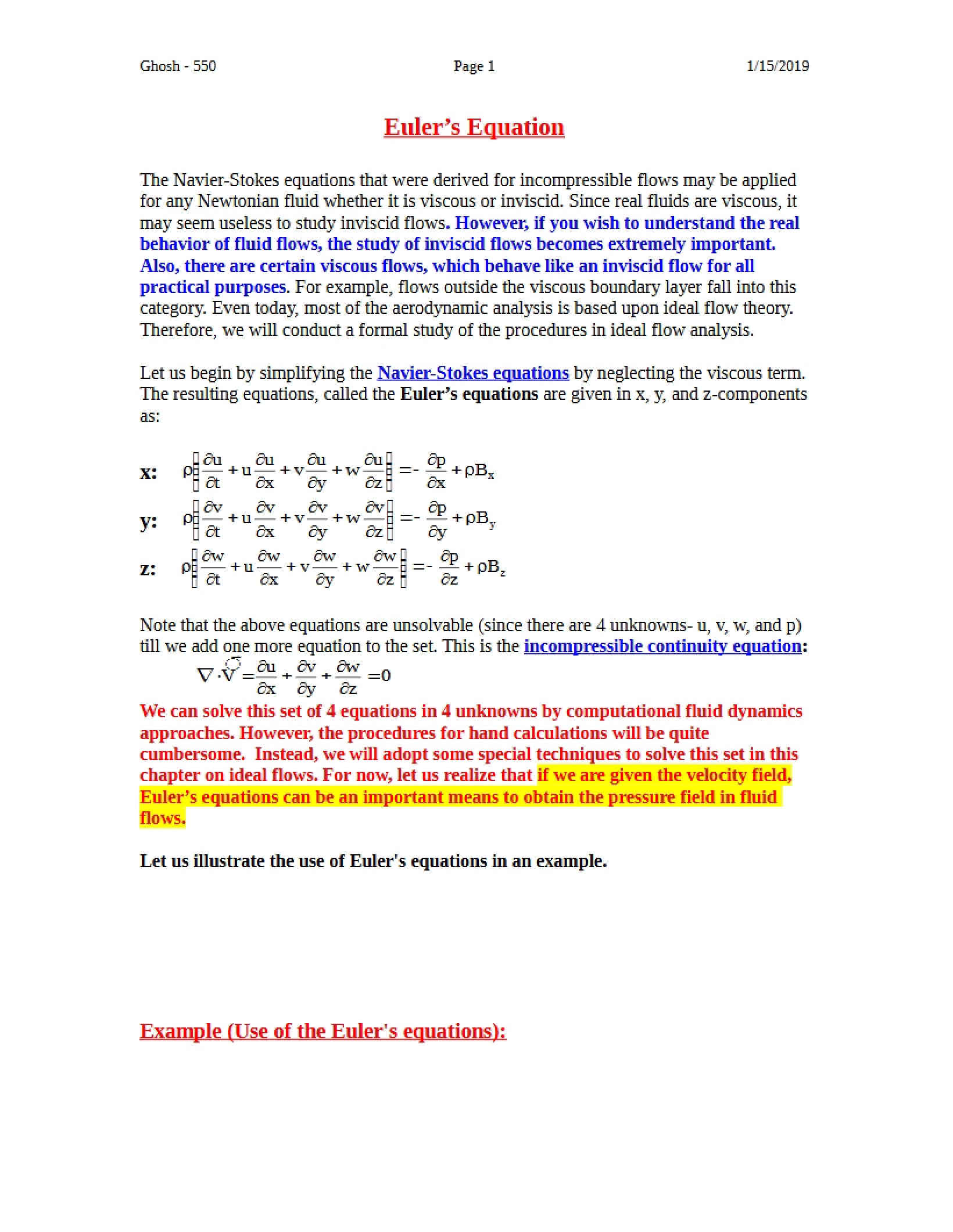 Equation of Euler