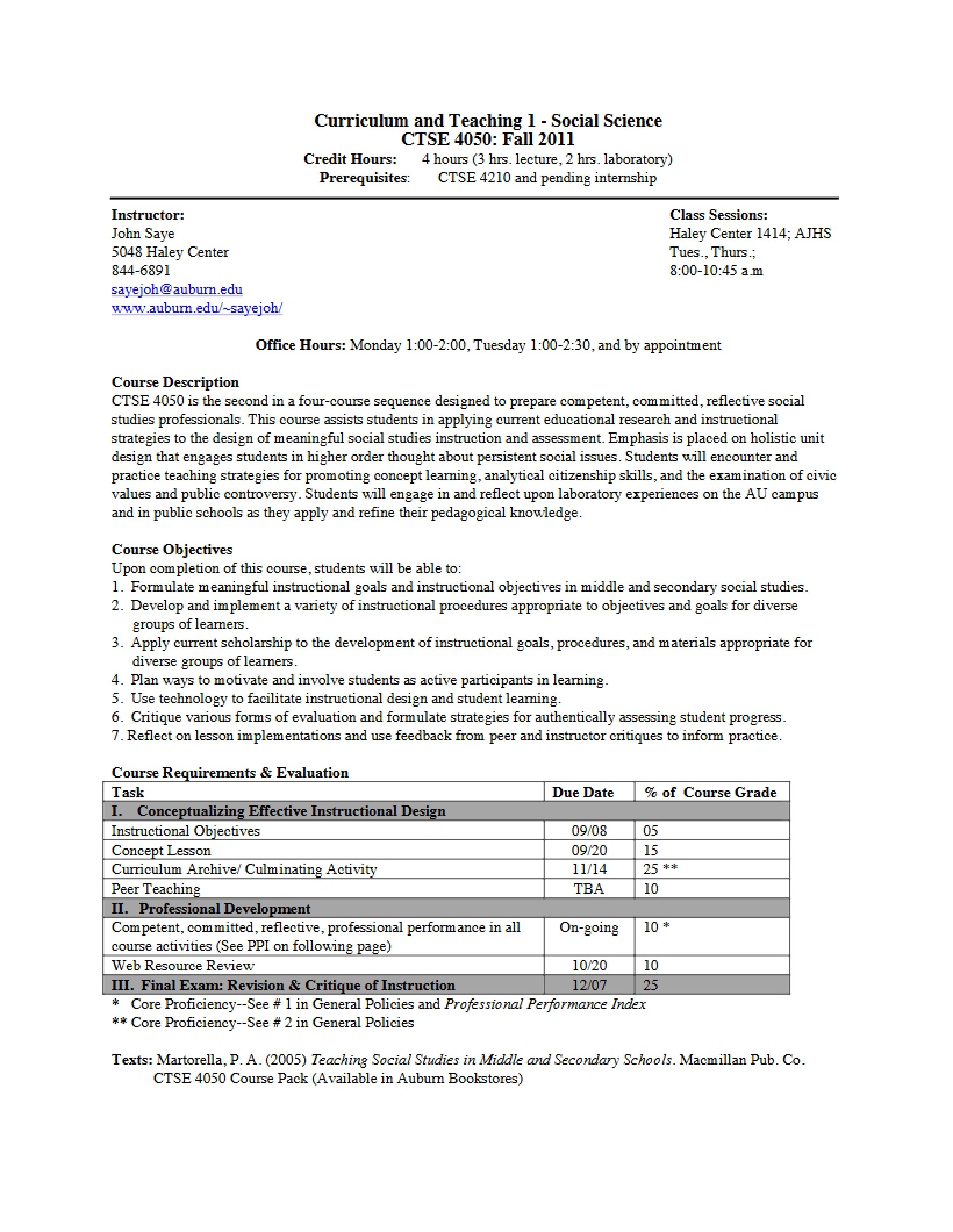 Social Science Curriculum Syllabus