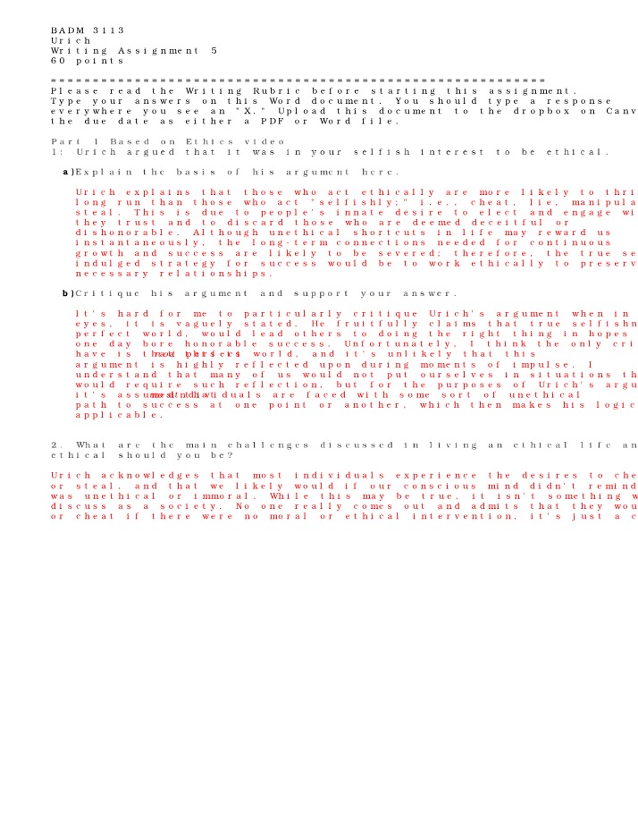 Writing Assignment 5 - Ethics and Success Analysis