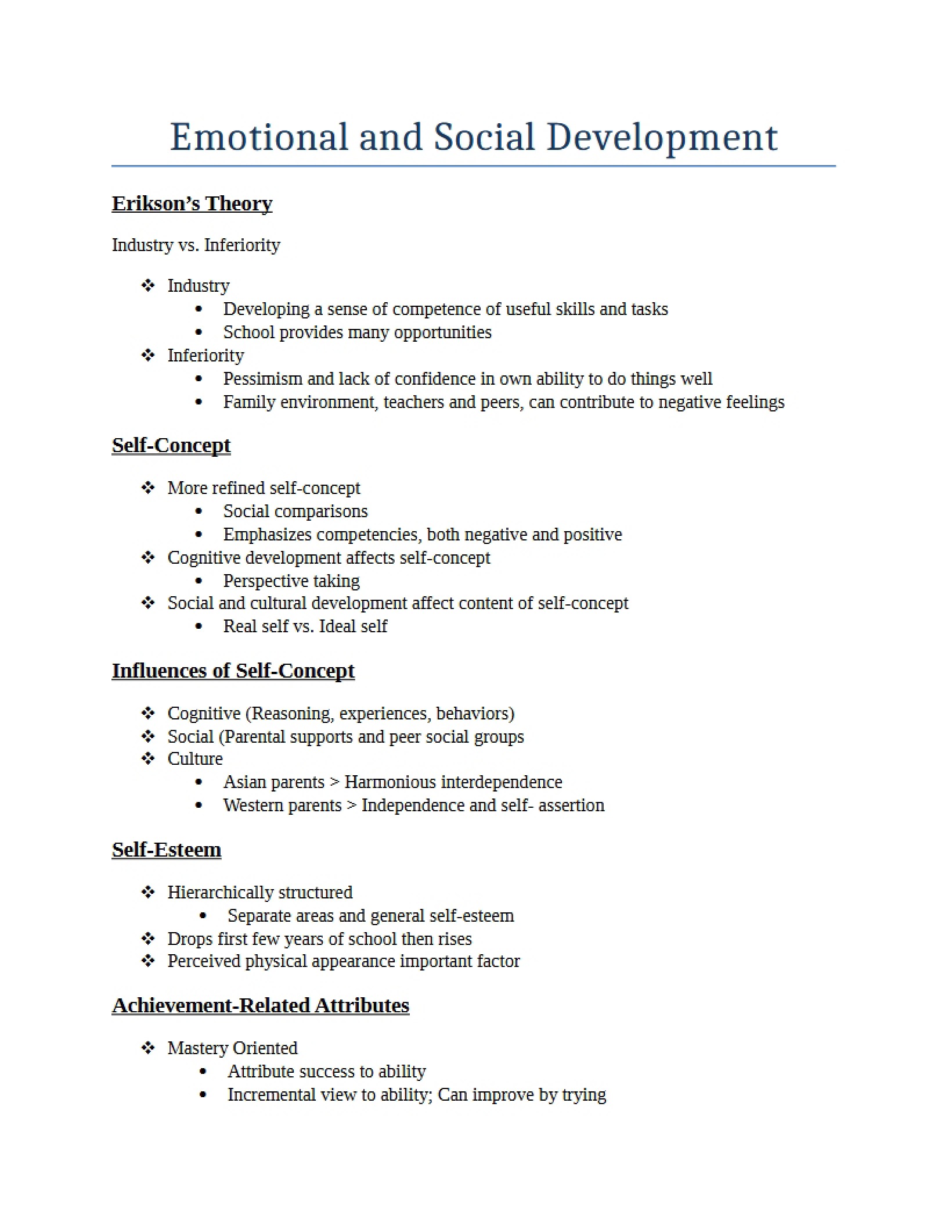 Social and Emotional Development
