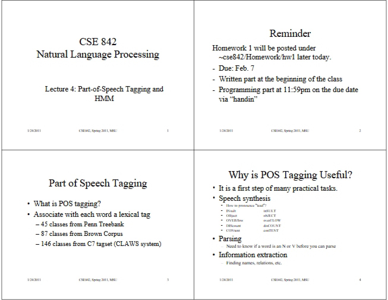 CSE 842 Lecture Notes