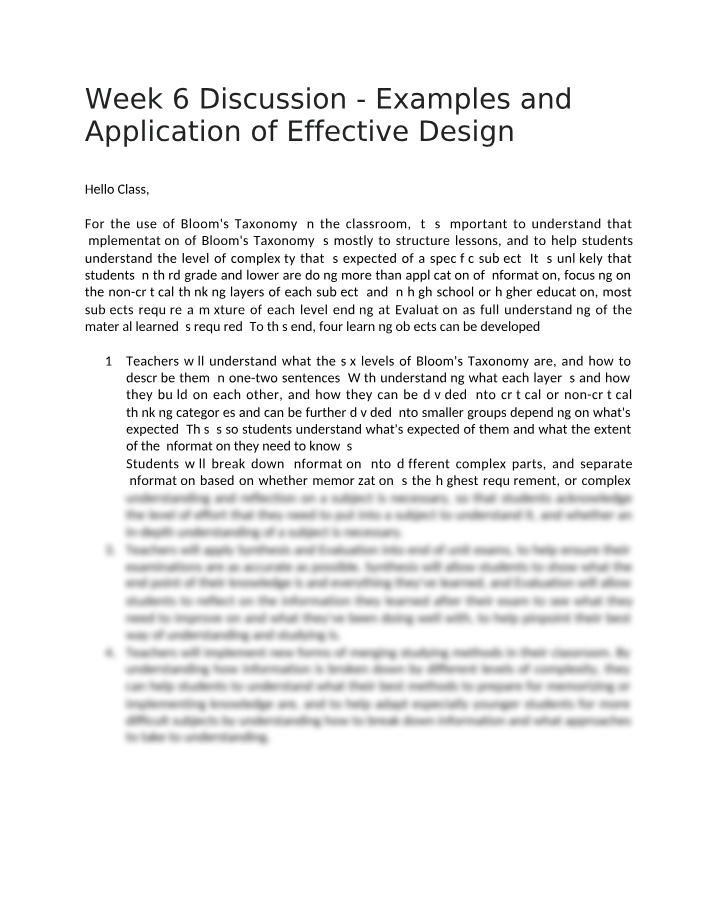 Effective Design - Application and Examples - Week 6 Discussion