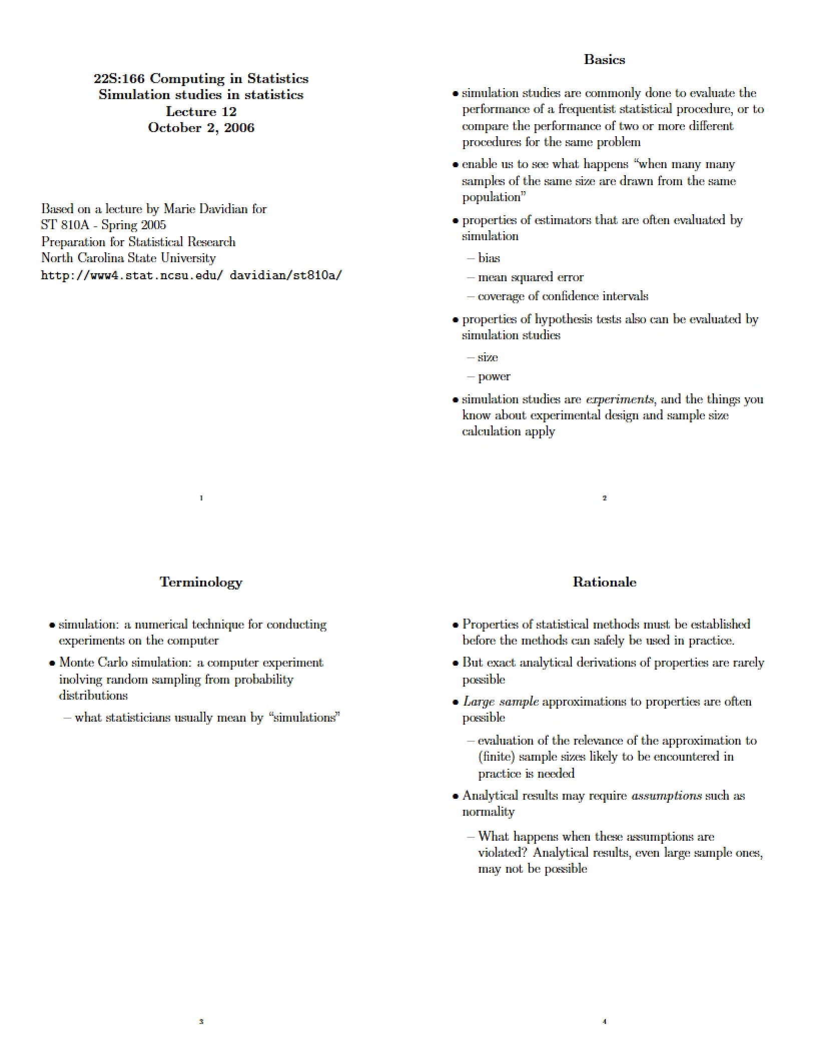 Statistics and Computing - 6 Pages