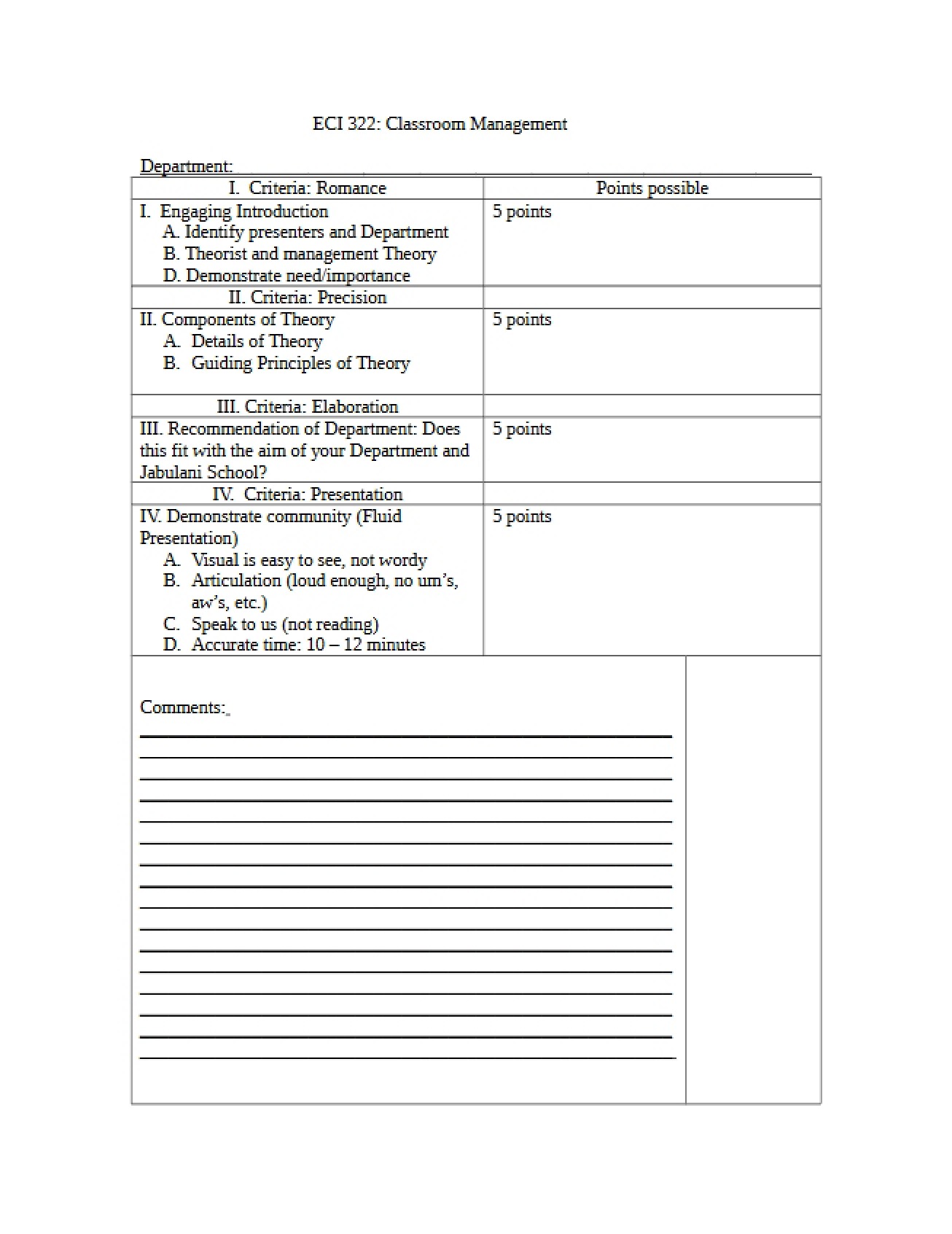 Curriculum Assignment