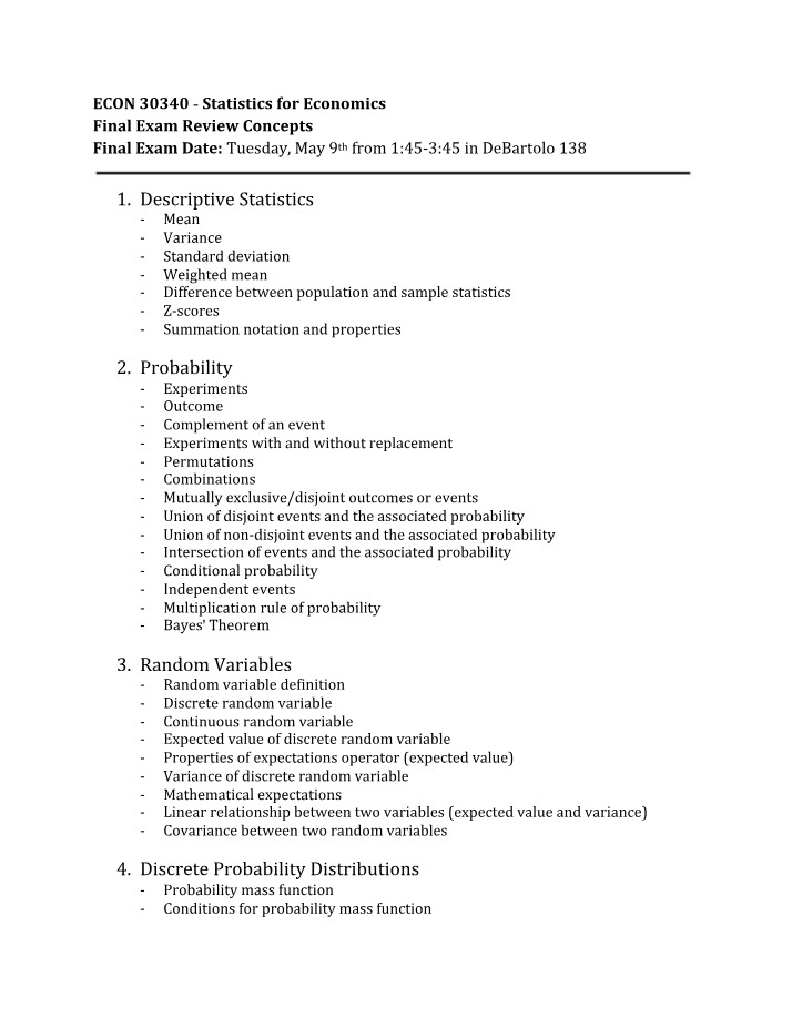 Final Review Concepts