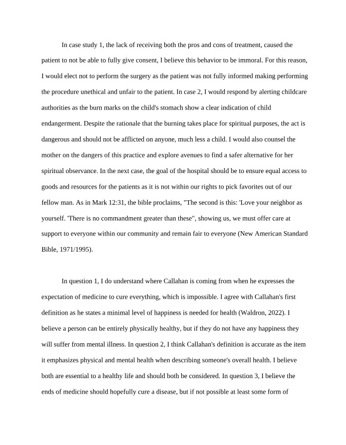 Ethical Considerations - Informed Consent in Child Medical Cases