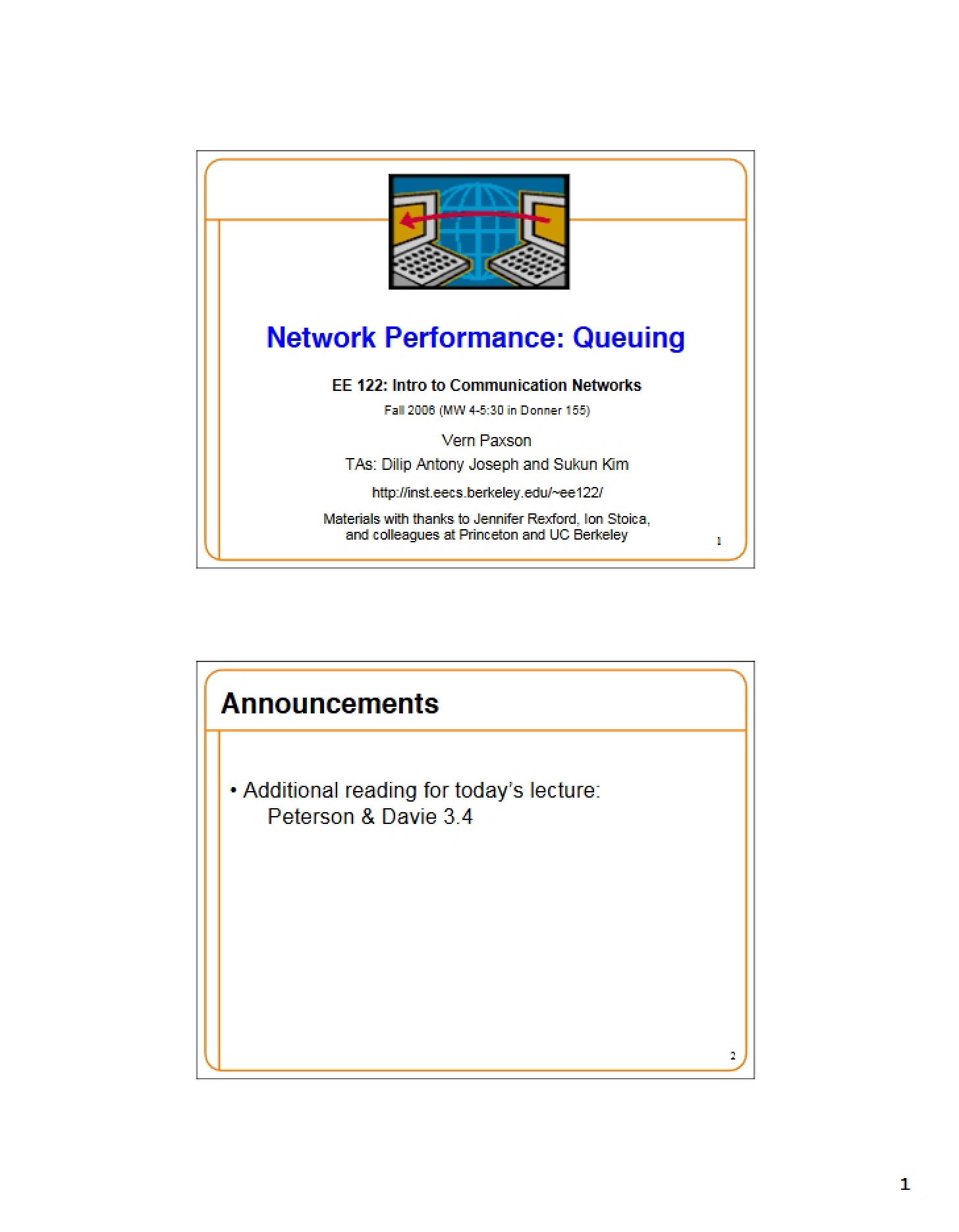 Performance of Networks Queuing