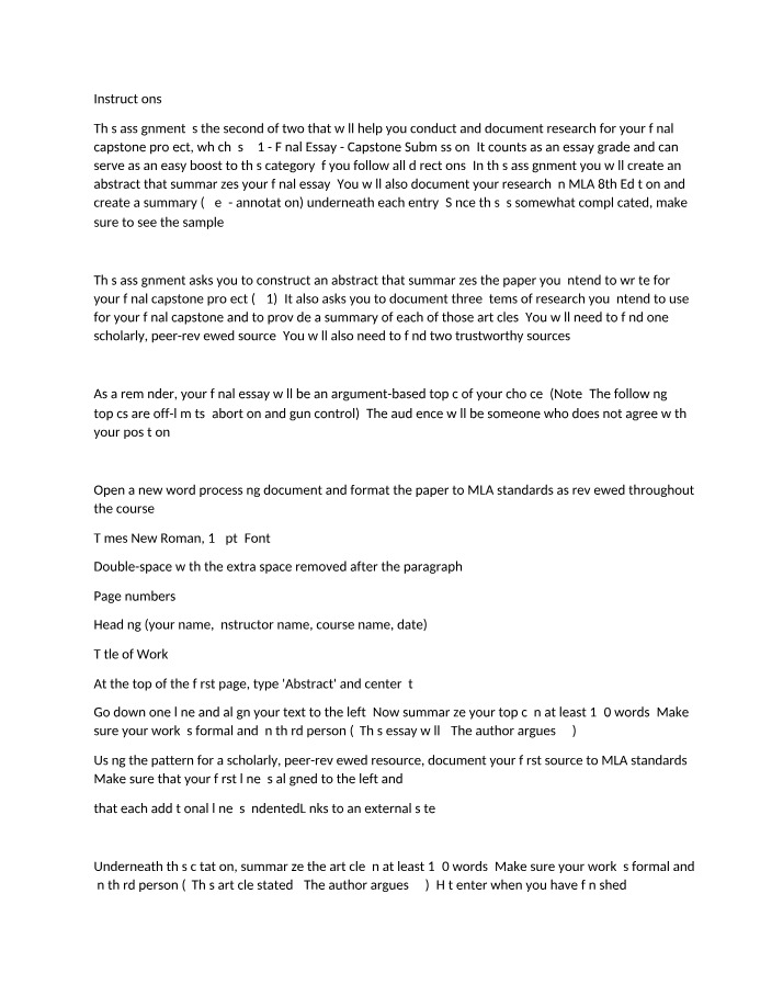 Final Essay Research Documentation and Abstract Construction