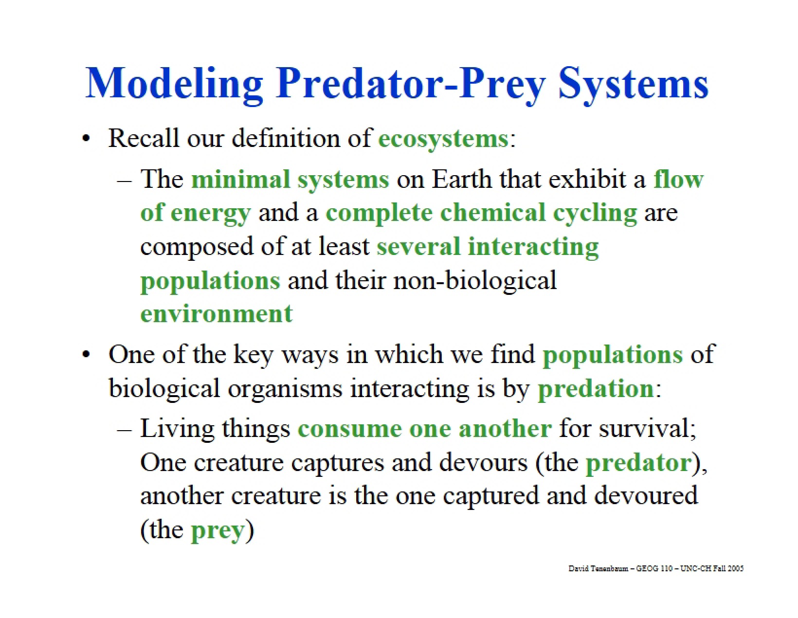 Modeling Prey and Predators