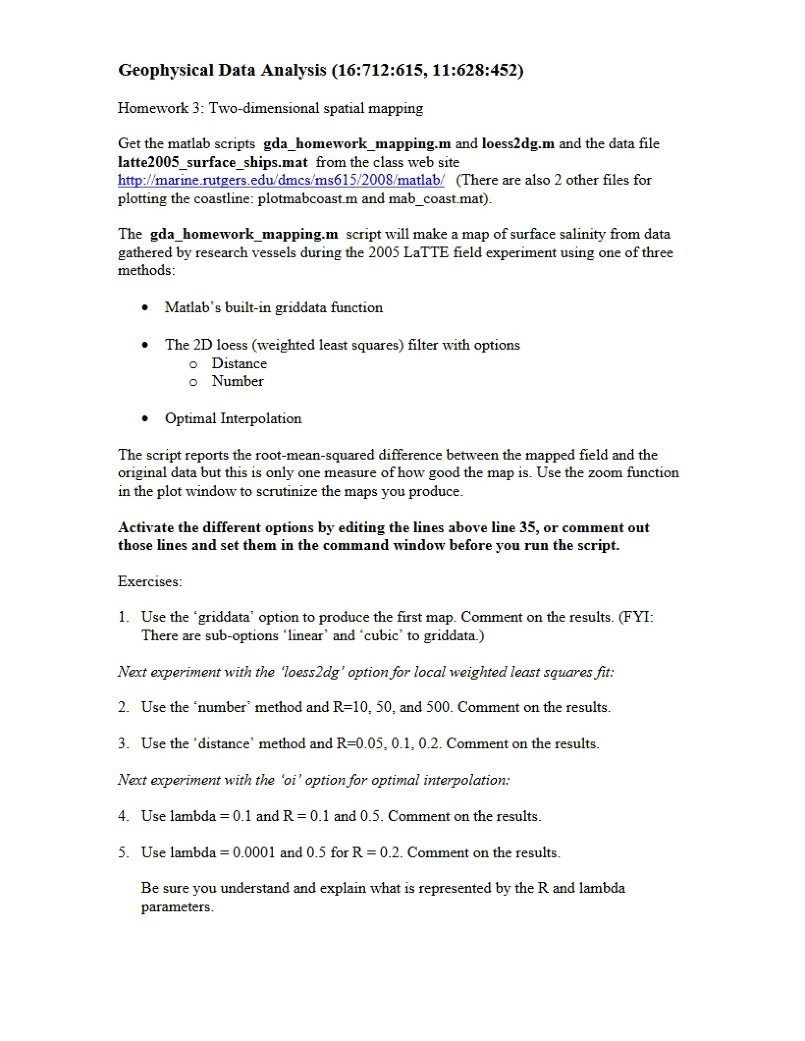 Analysis of Geophysical Data