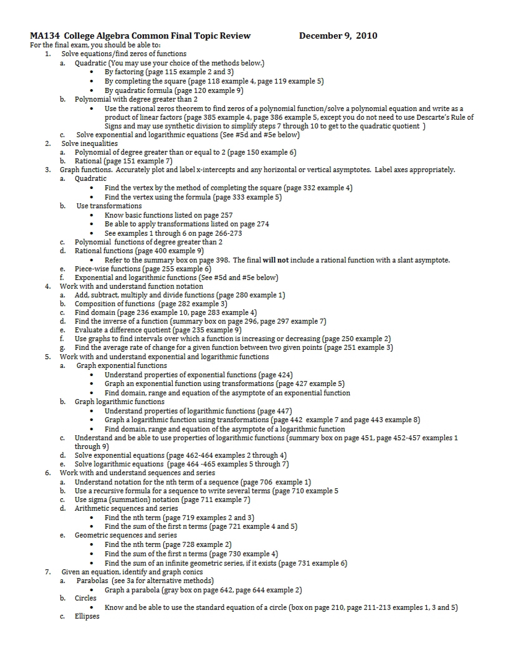 Study Guide for Final