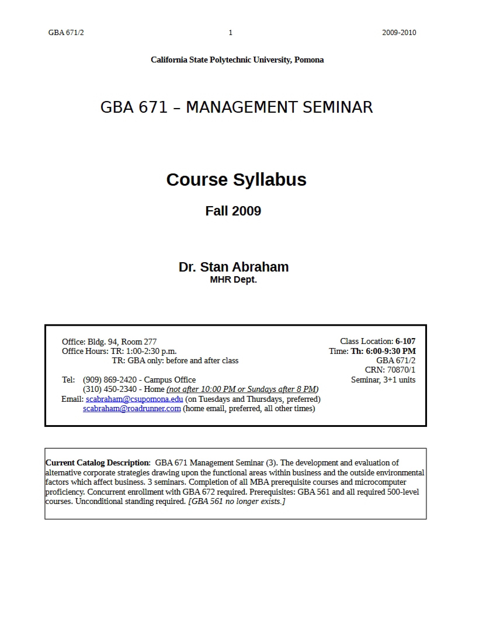GBA 671 Syllabus
