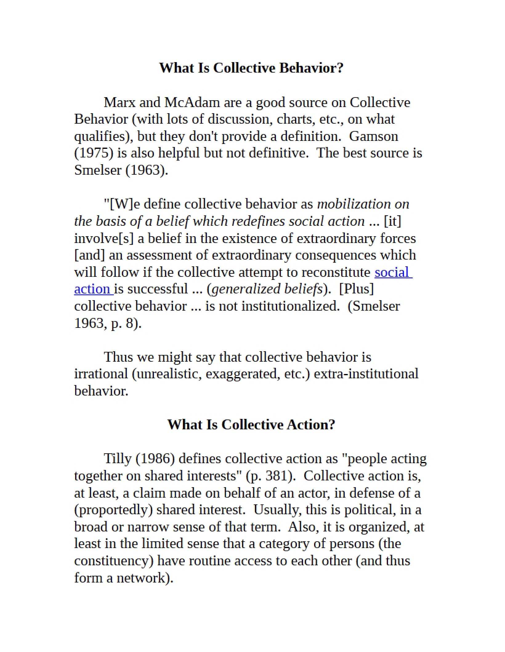 Collective Action vs Behavior