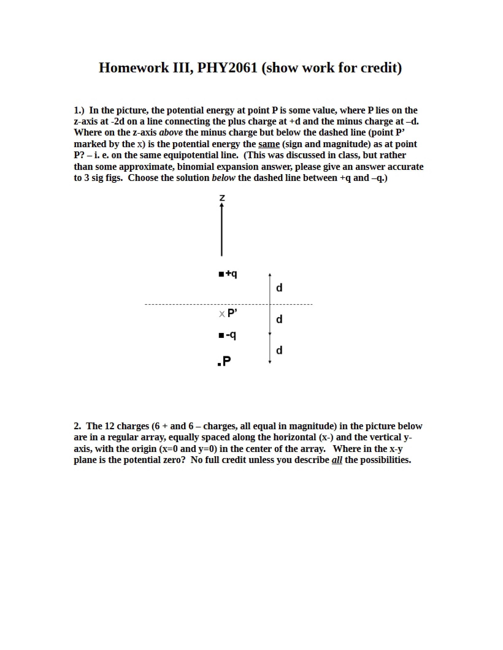 PHY 2061 Homework Three