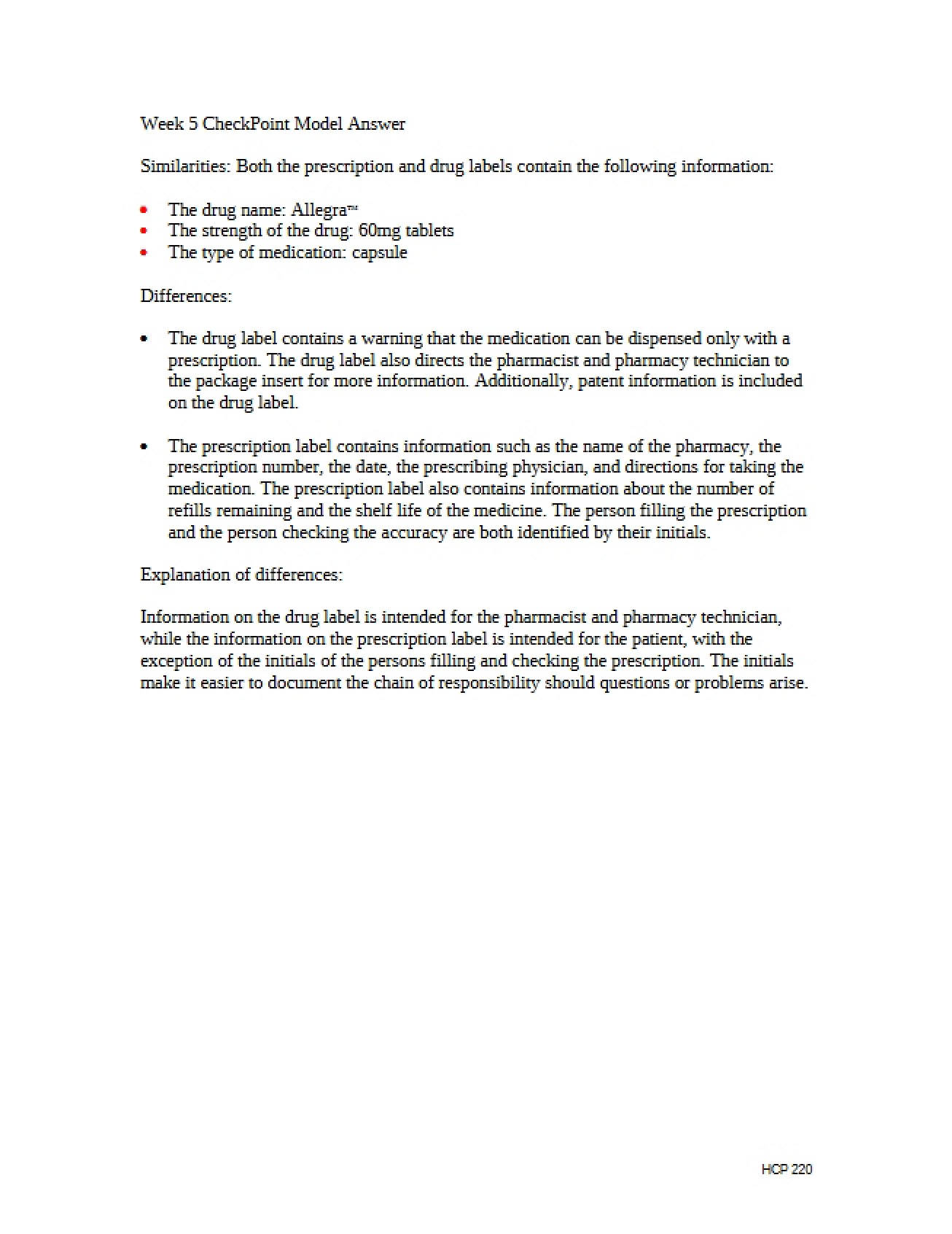 Model Answer for Week 5 CheckPoint