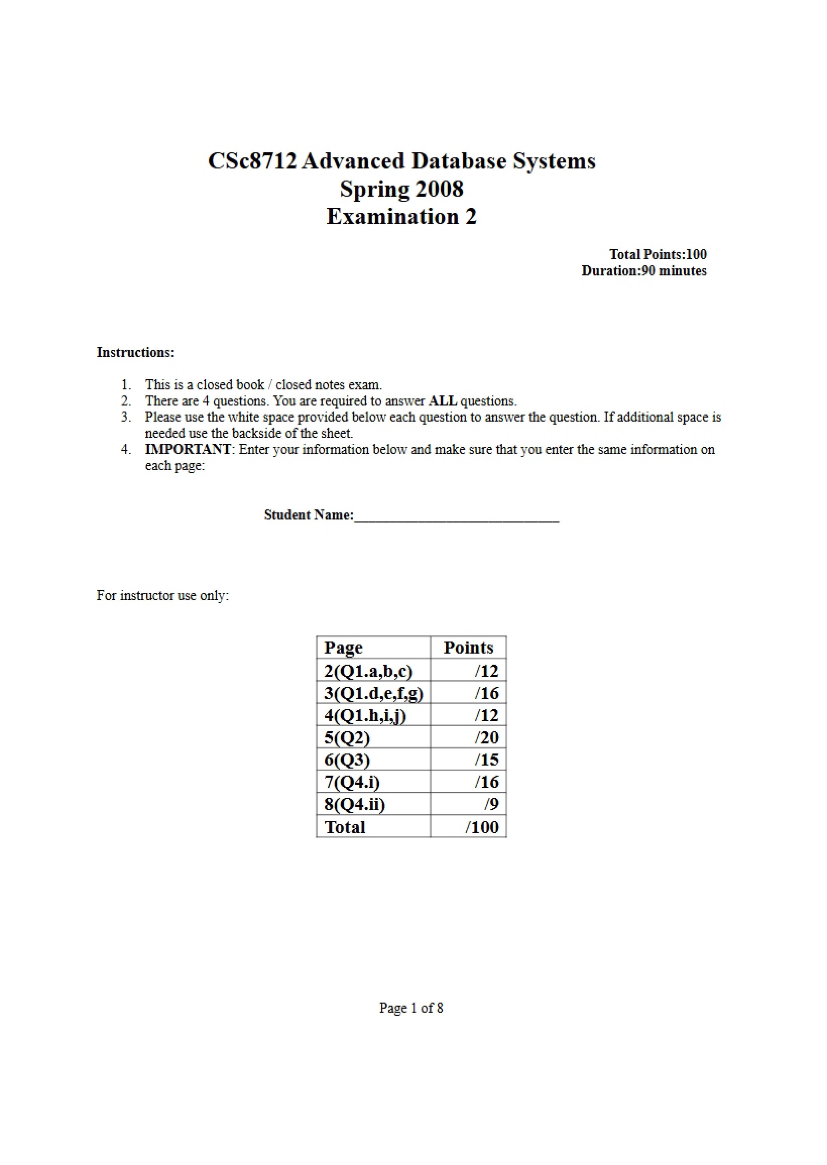 Examination Two