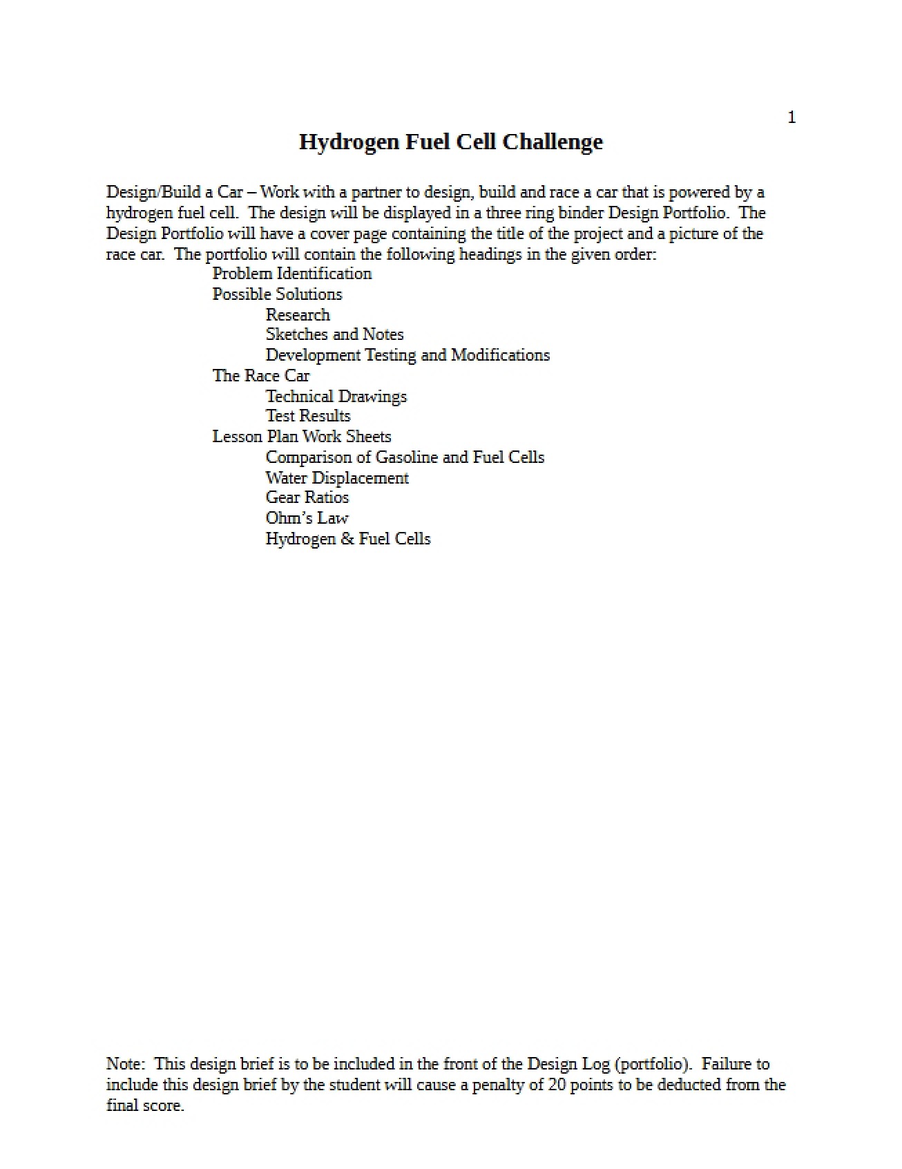 Challenge Hydrogen Fuel Cell